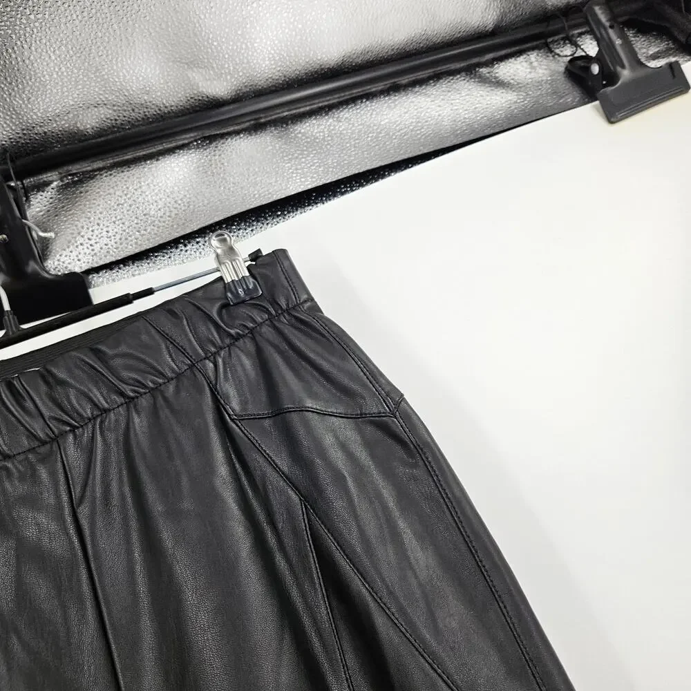 Anthrpologie Pilcro Glasgow Faux Leather Skinny Pants Black Pull On Size 27 - Picture 5 of 8